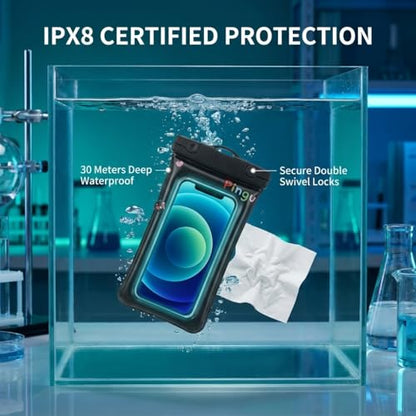 Waterproof Phone Pouch, Water Proof Phone Case Suitable for iPhone, Waterproof Cell Phone Dry Bag for Cruise Travel Vacation Essentials Large Waterproof Phone Holder 3 Pack-Black - color: Black