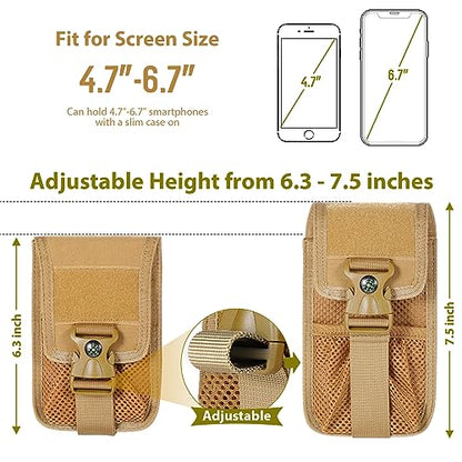 SOWHUP Tactical Molle Pouch Cell Phone Pouch Holster Small Utility EDC Pouch Gadget Organizer Bag - color: Tan3