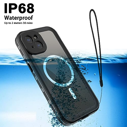 Full Body Case for iPhone 15 Plus 6.7 Inch,Waterproof DirtProof DropProof Snowproof Anti-Scratch Clear Magnetic Rugged Built-in Screen Protector Heavy Protect,Black-Gray - size: iPhone 15 Plus 6.7inch