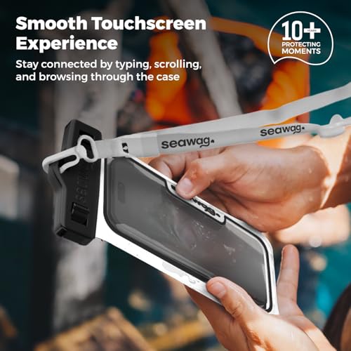SEAWAG Next Waterproof Phone Pouch, IPX8 Dry Bag for iPhone 16 15 14 13 Pro Max & Samsung Galaxy S25 S24 — Underwater Case, Full Touchscreen, Lanyard, Beach Pool Snorkeling, 2 Pack Black and White - color: 2Pack Black+White