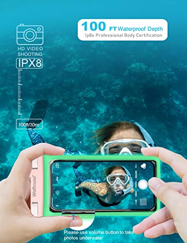 wellhouse Waterproof Phone Pouch, Waterproof Phone Case for iPhone 17 16 15 14 13 Pro Max XS Samsung, IPX8 3D Cellphone Dry Bag Beach Essentials (1 Pack - Luminous Pink7.0, 7 inch) - color: 1 Pack - Luminous Pink7.0"