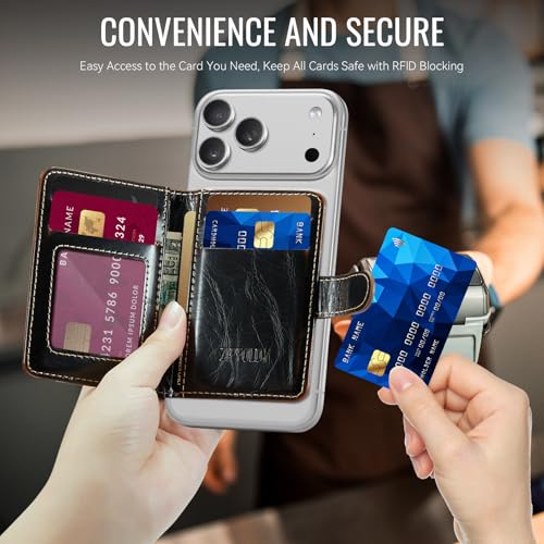 for Magsafe Magnetic Phone Wallet Card Holder, Luxury Coffee - color: Luxury Coffee