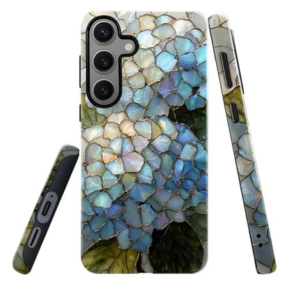 Compatible with Samsung Galaxy S23 FE Case,Glossy Case All-Round Protection Shockproof Anti-Scratches TPU Cover,Cases for Man Woman-Hydrangeas Bush Stained Glass - color: Hydrangeas Bush Stained Glass, size: Galaxy S23 FE