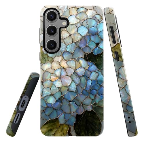 Compatible with Samsung Galaxy S24 Case,Glossy Case All-Round Protection Shockproof Anti-Scratches TPU Cover,Cases for Man Woman-Hydrangeas Bush Stained Glass - color: Hydrangeas Bush Stained Glass, size: Galaxy S24