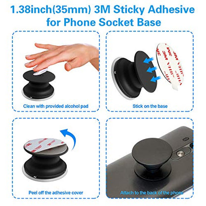 volport 8 Pack Sticky Adhesive Replacement for Socket Stand, 1.4 Inch Pops Circle Heat Resistant Double Sided Clear White High Bond Tape Extra Strong Removable Sticker Pad for Phone Grip Holder…