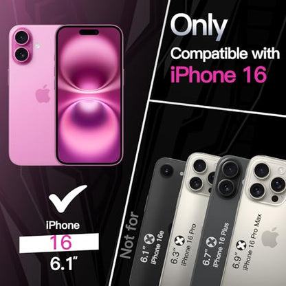 JETech Slim Case for iPhone 16, Pink | Camera Lens Protection, Soft TPU Design, Matte Finish, Shockproof Protection - color: Pink, size: iPhone 16