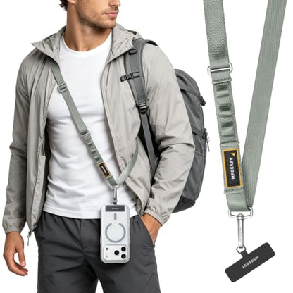 MAGEASY Rover iPhone Lanyard Crossbody with Tether Tab & Attachment Loop, Adjustable Anti Theft Phone Strap for Samsung Google Pixel Phone, 20mm Neck Shoulder Lanyard (Single Clip, Misty Blue) - color: Misty Blue, size: Single Clip
