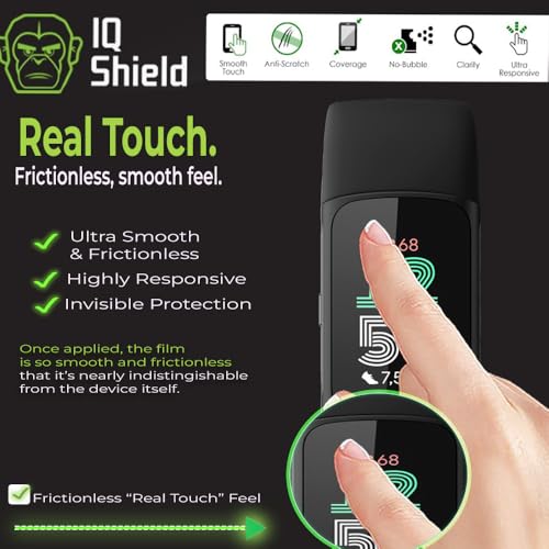 IQShield 6 Pack Screen Protector for Fitbit Charge 6 / Charge 5, Easy Install Anti-Scratch Anti-Bubble Clear TPU Film - size: 1.04 INCH