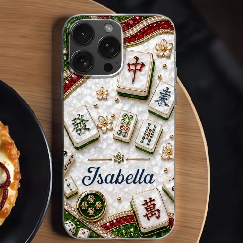 Mahjong Social Club, Personalized Clear Phone Case, Gift for Mahjong Lovers Custom Smartphone Cover Cute Tile Game Player Accessories Women Men Game Night Protective Slim Bumper Shell