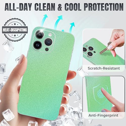 2Pcs Skin Wrap Compatible for iPhone 15 Pro – Slim Decal Vinyl Protective Film for Sides & Back – Sleek Fit, Premium Look – Compatible with All iPhone 15 Pro Cases - Glossy Warm Mint - color: Glossy Warm Mint