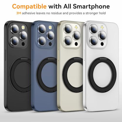 360° Rotation Cell Phone Ring Holder Stand Compatible iPhone & Most Phones - color: Black