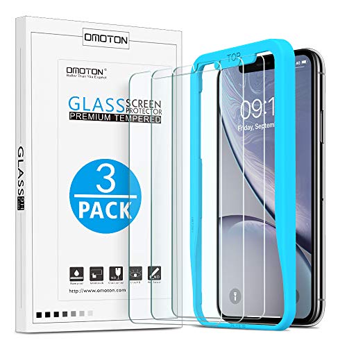 OMOTON 3 Pack Designed for iPhone 11 and iPhone XR Screen Protector (6.1"), Enhanced Tempered Glass Protection, Case Friendly Anti Scratch Bubble Free Ultra Resistant - size: iPhone 11/XR