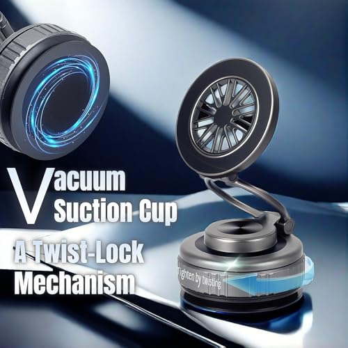 Magnetic Vacuum Car Phone Holder 360° Adjustable Foldable - color: Grey, size: GY-X25