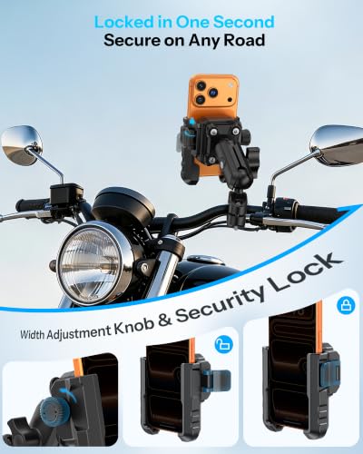 OMOTON Bike Phone Holder Extended Arm, Anti-Shake Camera-Friendly Mount - color: 7-Black Pro