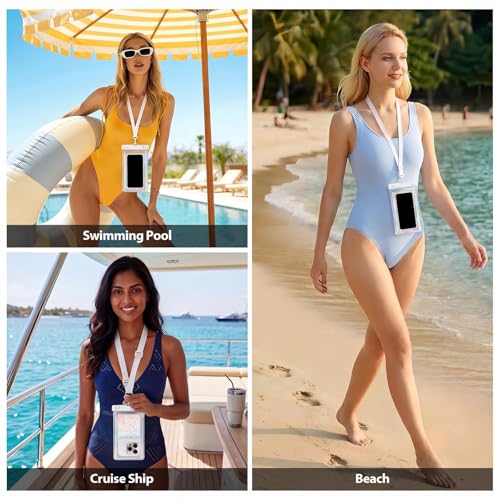 Floatable Waterproof Phone Pouch/Case with Crossbody Lanyard for iPhone 17 16 Pro Max/15/14, IP68 Cellphone Dry Bag Beach Cruise Ship Essentials, 1 Pc-Iridescent Star Style-7″ - color: B8-Iridescent star style
