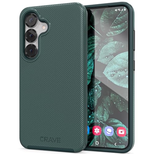 Crave Compatible with Samsung Galaxy S25 Case (6.2 inch), Slim Fit, Shockproof Dual Layer Grip, Wireless Charging Compatible - Forest Green - color: Forest Green, size: Galaxy S25