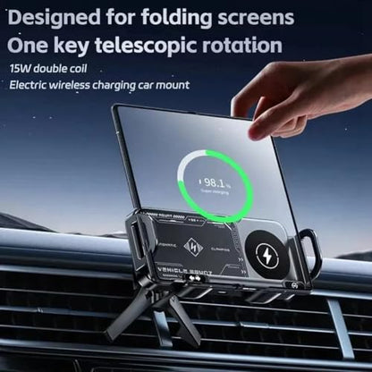 Car Wireless Charger Stand Fold Screen Fast Charging 15W Fast Car Wireless Charging Stand for Phone Holder