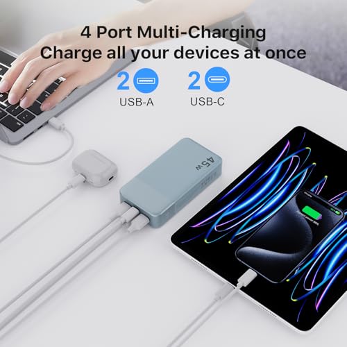 NOBIS 45W 20000mAh Portable Charger Power Bank Fast Charging - color: Blue