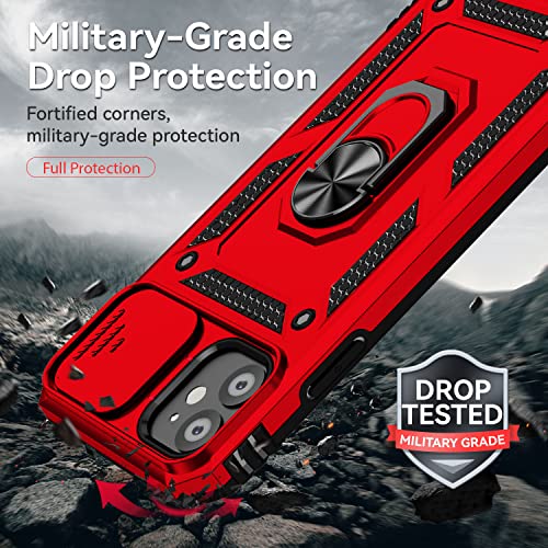 for iPhone 11 Case,with Screen Protectors and Camera Cover,[Military Grade] 16ft.Drop Tested Cover with Magnetic Kickstand Protective Case for iPhone 11 6.1 inch, Red - color: Red