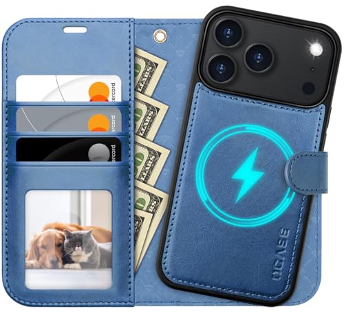 OCASE for iPhone 17 Pro Detachable Wallet Case with Card Holder, 2 in 1 PU Leather Flip Folio with RFID Blocking Stand Wrist Strap Shockproof Phone Cover 6.3 Inch 2025, Light Blue - color: Light Blue, size: iPhone 17 Pro