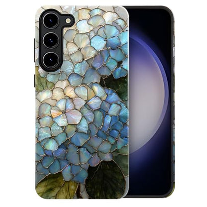 Compatible with Samsung Galaxy S23 Plus Case,Glossy Case All-Round Protection Shockproof Anti-Scratches TPU Cover,Cases for Man Woman-Hydrangeas Bush Stained Glass - color: Hydrangeas Bush Stained Glass, size: Galaxy S23 Plus