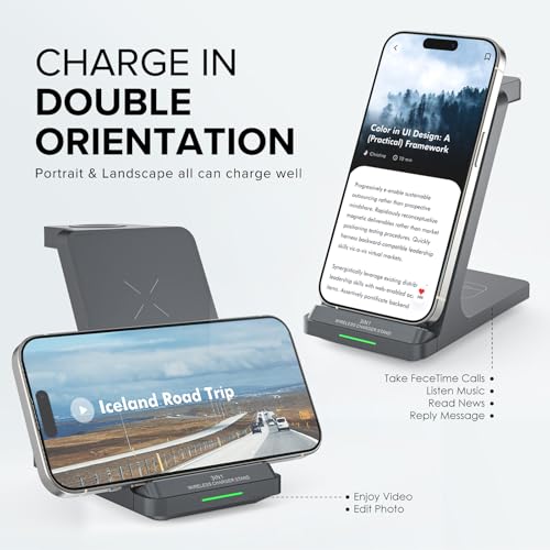3 in 1 Fast Wireless Charging Station for Multiple Apple Devices - color: Grey