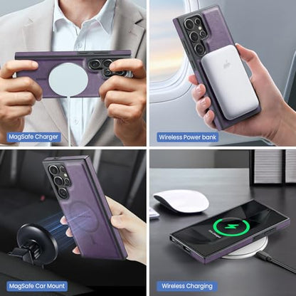 for Samsung Galaxy S26 Ultra 2 in 1 Detachable Card Bag Wallet Case Durable Leather Wallets Magnetic Card Holder 4 Card Slots Ring Stand RFID Blocking Purple - color: Purple, size: Samsung Galaxy S26 Ultra