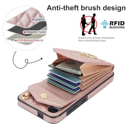 Asuwish Phone Case for Samsung Galaxy S24 5G Wallet Cover with Tempered Glass Screen Protector and Crossbody Wrist Strap Ring Stand RFID Blocking Card Holder Cell S 24 24S G5 Women Men Girls Rose Gold - color: Rose Gold