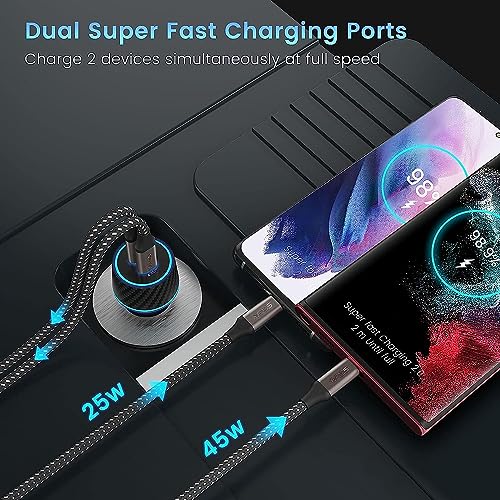 S25 S26 Ultra Charger Type C, SCRUAK 45W Super Fast USB-C Wall/Car Charger - size: 10FT+3.3FT