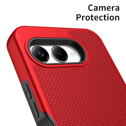 for T-Mobile REVVL 8 Phone Case with Tempered Glass Screen Protector,Dual Layer Heavy Duty Shockproof Protection Cover (Red) - color: Red