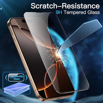JETech Full-Coverage Screen Protector for iPhone 16 Pro Max, 3-Pack | Black Edge Tempered Glass, Easy Installation Tool, HD Clear, Case-Friendly - size: iPhone 16 Pro Max