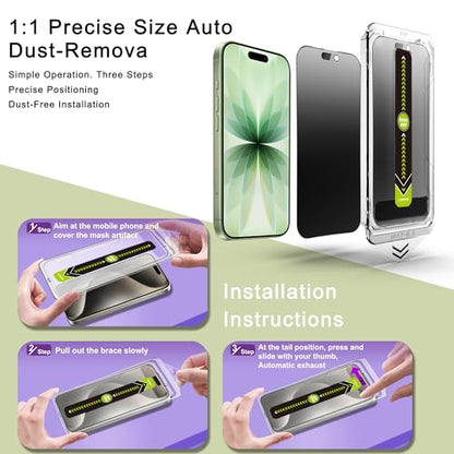 2-Pack Matte Privacy Anti-Spy Screen Protector for iPhone 17/16 Pro (6.3-Inch),Anti-Glare,9H Tempered Glass,Full Coverage,Anti-Fingerprint,Auto Dust Removal,Bubble-Free