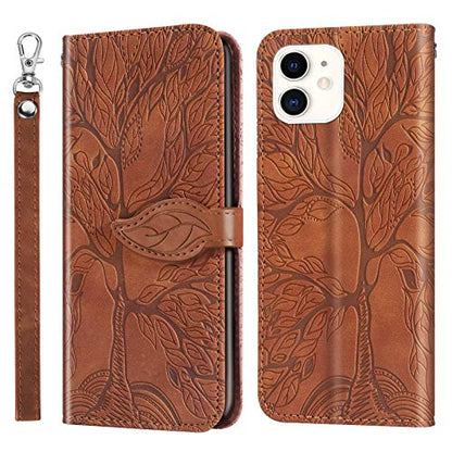 Wallet Case for iPhone 12 Mini 5.4" with Card Holder,PU Leather Flip Folio Shell Wrist Strap Stand Function Magnetic Closure Phone Cover fits iPhone 12 Mini 5G 5.4 inchBrown - color: Brown, size: iPhone 12 Mini 5G (5.4 inch)