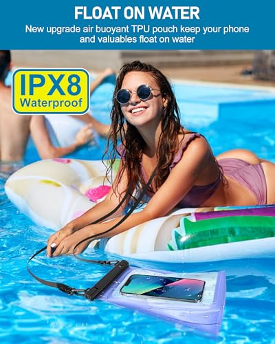 Large Waterproof Phone Pouch, Floating Dry Bag for iPhone 15 14 13 12 11 Pro Max Galaxy S22 S21 Waterproof Bag Sunscreen Glasses Storage Universal Dry Pouch for Swimming Rafting Boating - color: Clear Blue, Extra Large Opening 5.9''