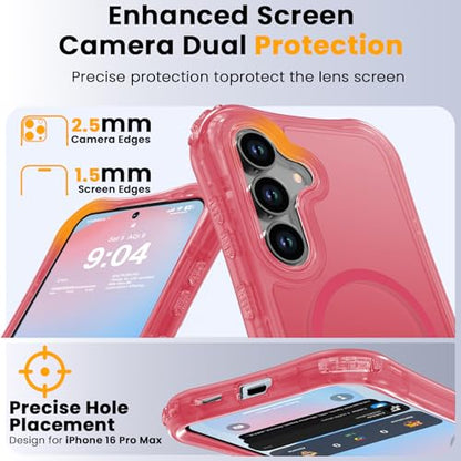 WRJ Magnetic Matte for Samsung Galaxy S26 FE Case,Samsung S25 FE Case [Fit for MagSafe][Military Grade Drop Protection] Translucent Shockproof Protective Phone Case-Peach Pink - color: Peach Pink, style: Matte