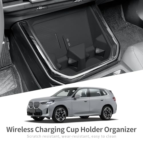 smabee 2 in 1 Wireless Charging Cup Holder Organizer for BMW X3 2025 2026 - size: 2 in 1 Wireless Charging Cup Holder Cover