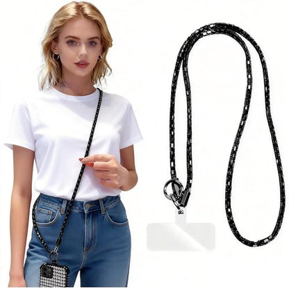 Phone Lanyard, On-the-Go Universal Crossbody Strap Neck Lanyard with Phone Tether Patches for Most Cellphones - color: K