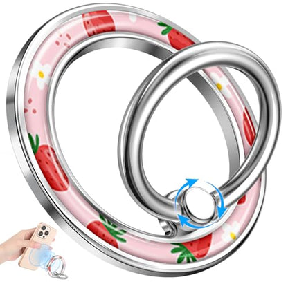 Magnetic Phone Ring Holder, Cute Magnetic Phone Grip, Strawberry - color: Strawberry