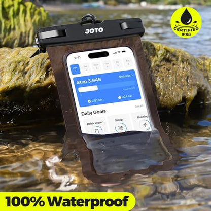 JOTO Up to 7" Universal Waterproof Phone Case for iPhone 17 Air 16 15 14 13 12 11 Plus Pro Max, IPX8 Cellphone Dry Bag XR X SE, Galaxy S23 S22 S21 S20+ S20 S10 Plus Note, Pixel -CrystalBlack - color: Crystalblack, size: 1 Pack