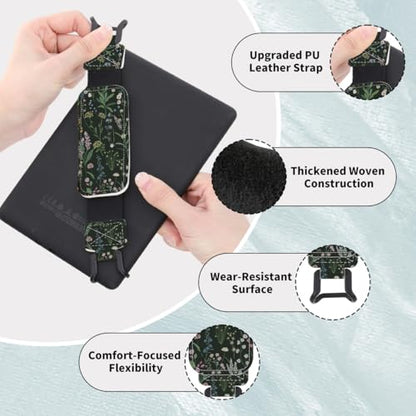 Secure Hand Strap for 6-7.5" Kindle and Tablets, Versatile Lightweight Faux Leather E-Book Grip Holder, Heavy-Duty E-Book Accessories for Reading Lover Gift (Retro Flowers) - color: Retro Flowers