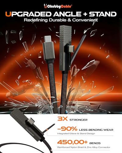 chubbycable 240W Invisible Stand Fast Charge USB C to C Cable, Black 4.9FT - color: Black, size: 4.9ft