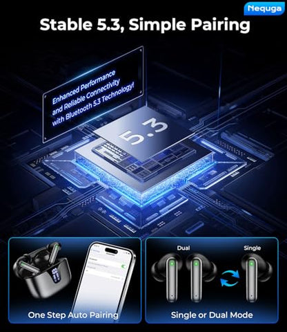 Wireless Earbuds, Bluetooth 5.4 Bluetooth Headphones, 48H Playtime Ear Bud