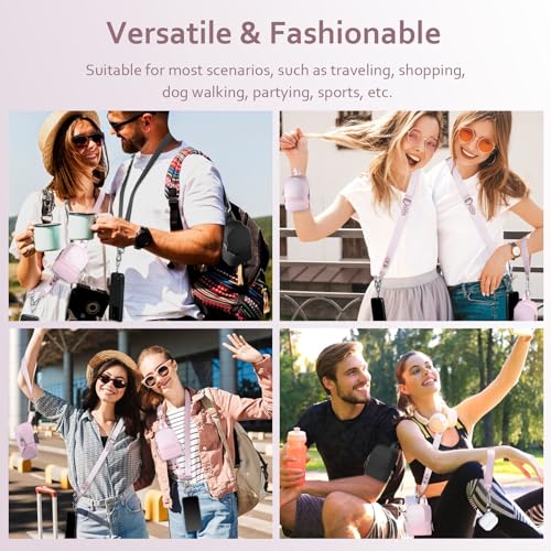 Clip and Go Strap for Phone with Wallet Crossbody Cell Phone Lanyard Suitable for Keys Bank Cards Headphones - color: Pink