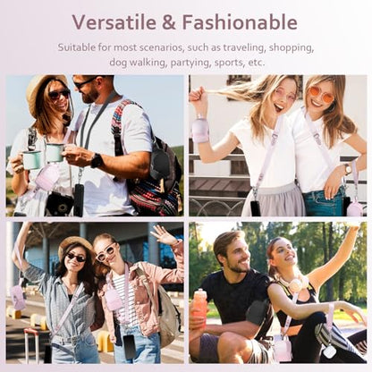 Clip and Go Strap for Phone with Wallet Crossbody Cell Phone Lanyard Suitable for Keys Bank Cards Headphones - color: Pink