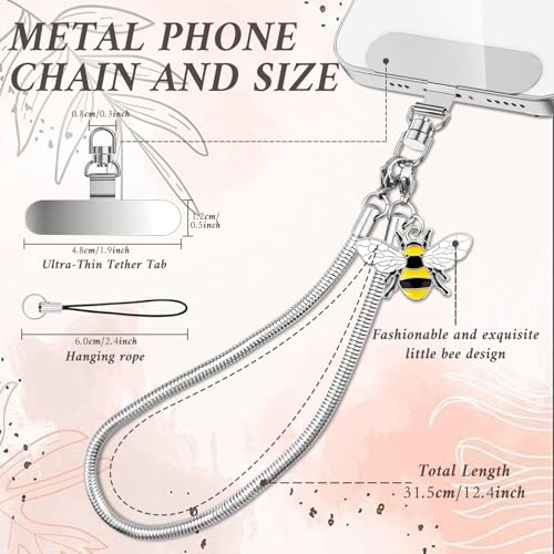Phone Wrist Strap Phone Charm Strap Metal Phone Chain Tab Welding Process not Easy to Break - color: Round Bee