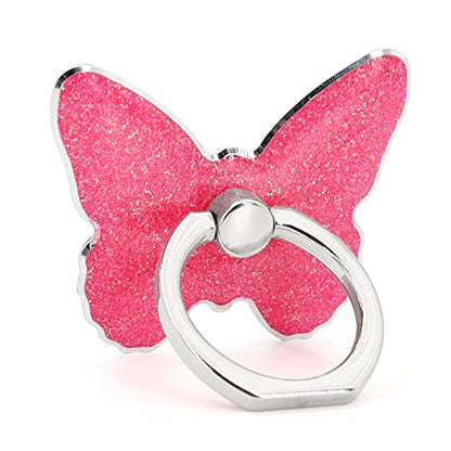 LaMignonne Cell Phone Ring Holder Butterfly Finger Ring Grip Stand 360° Rotation 180° Flip Universal Kickstand Compatible with All Smartphones (Rose) - color: Rose