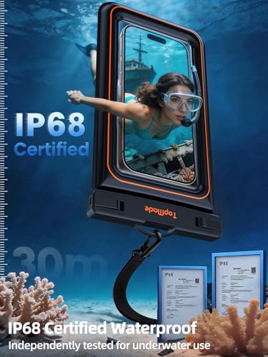 TopMade Floating Waterproof Phone Pouch, 2 Pack IP68 Waterproof Phone Case | Beach/Cruise/Travel Essentials, Detachable Lanyard, Waterproof Pouch for iPhone 17 16 15 Pro Max, S26 Ultra Up to 7", Black - color: Black