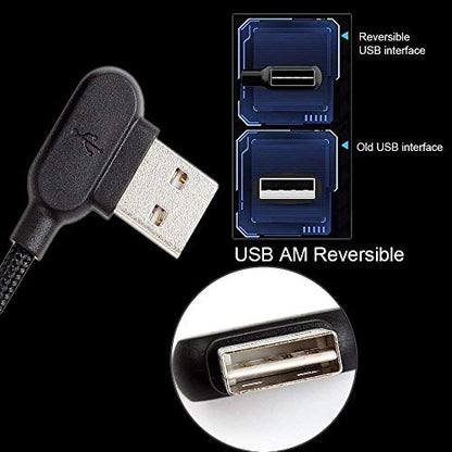 mcdodo USB 90 Degree Right Angle Design Gaming iPhone LED Nylon Braided Sync Charge New USB Reversible Data 6FT/1.8M Cable Compatible iPhone 14/13/12/11 Pro Max (6FT Black)