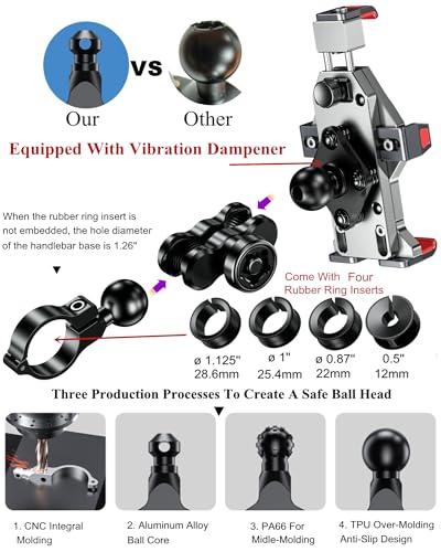 BRCOVAN Anti-Theft Aluminum Alloy Motorcycle Phone Mount Holder, Silver - color: SILVER