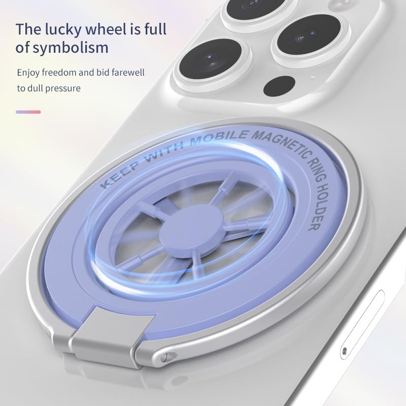 Magnetic Phone Ring Holder for MagSafe, Aesthetic Fidget Spinner Phone Grip - color: White